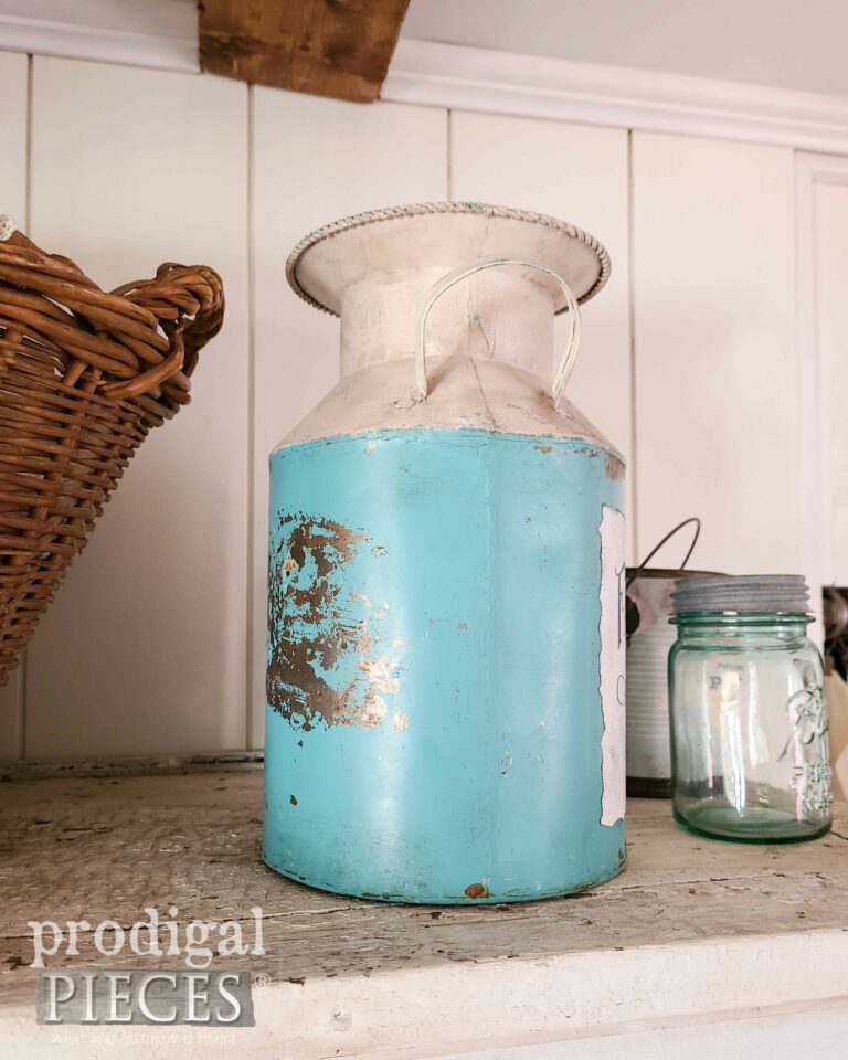 Blue Paint Milk Can | shop.prodigalpieces.com #prodigalpieces