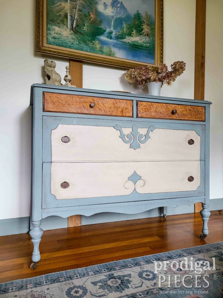 Blue & White Antique Dresser | shop.prodigalpieces.com #prodigalpieces