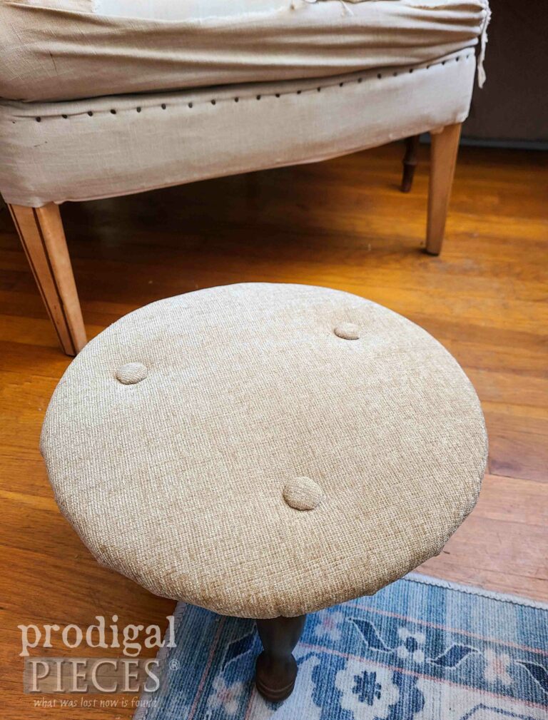 Button-Tufted Footstool | shop.prodigalpieces.com #prodigalpieces