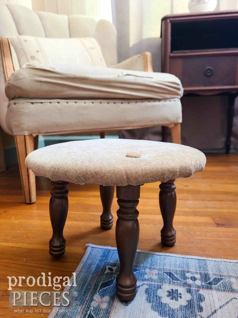 DIY Upholstered Footstool | shop.prodigalpieces.com #prodigalpieces