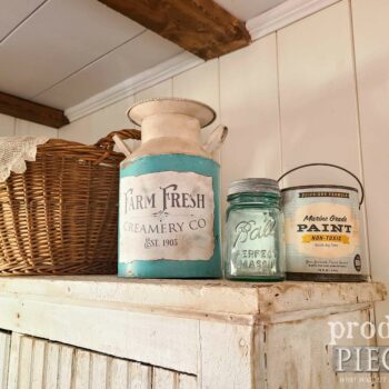 Vintage Milk Can, Paint Can and Antique Blue Ball Canning Jar with Zinc Lid available at Prodigal Pieces | prodigalpieces.com #prodigalpieces