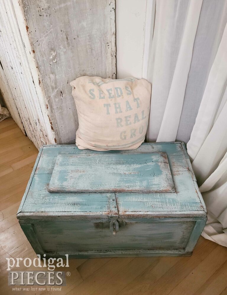 Top View Painted Antique Tool Chest | shop.prodigalpieces.com #prodigalpieces