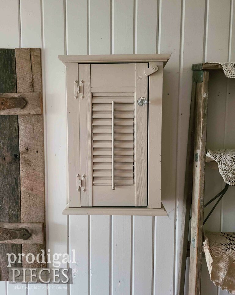 White Louver Cabinet for Farmhouse Decor | shop.prodigalpieces.com #prodigalpieces